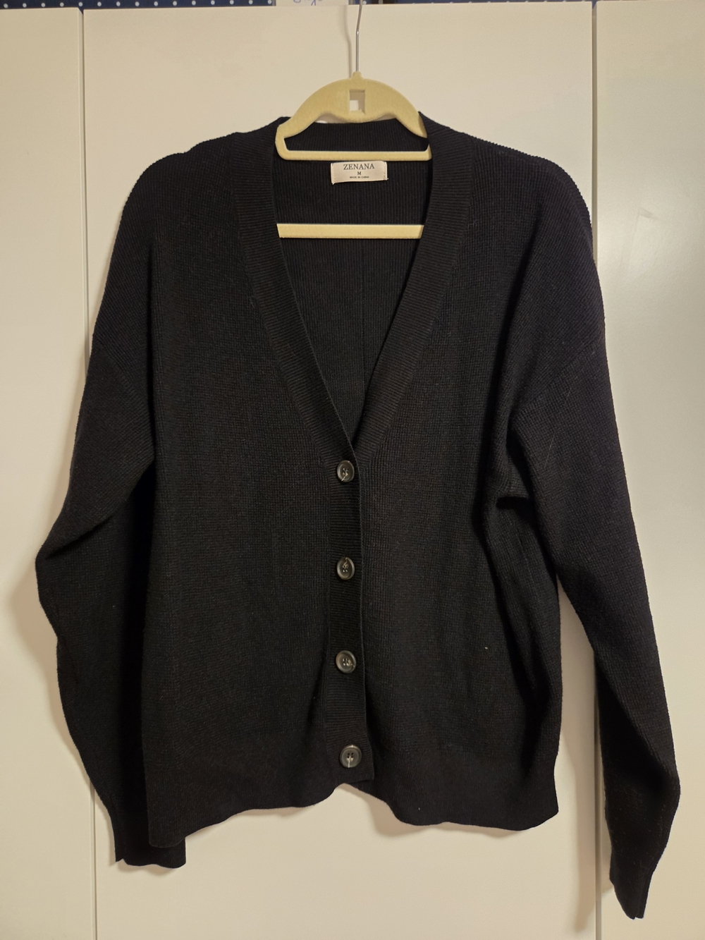 Zenana Outfitters Black Button-Front V-Neck Cardigan